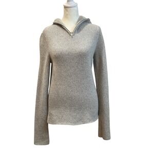 S MaxMara Women's Gray Wool Cashmere 1/2 Zip Hoodie Sweater - Size M